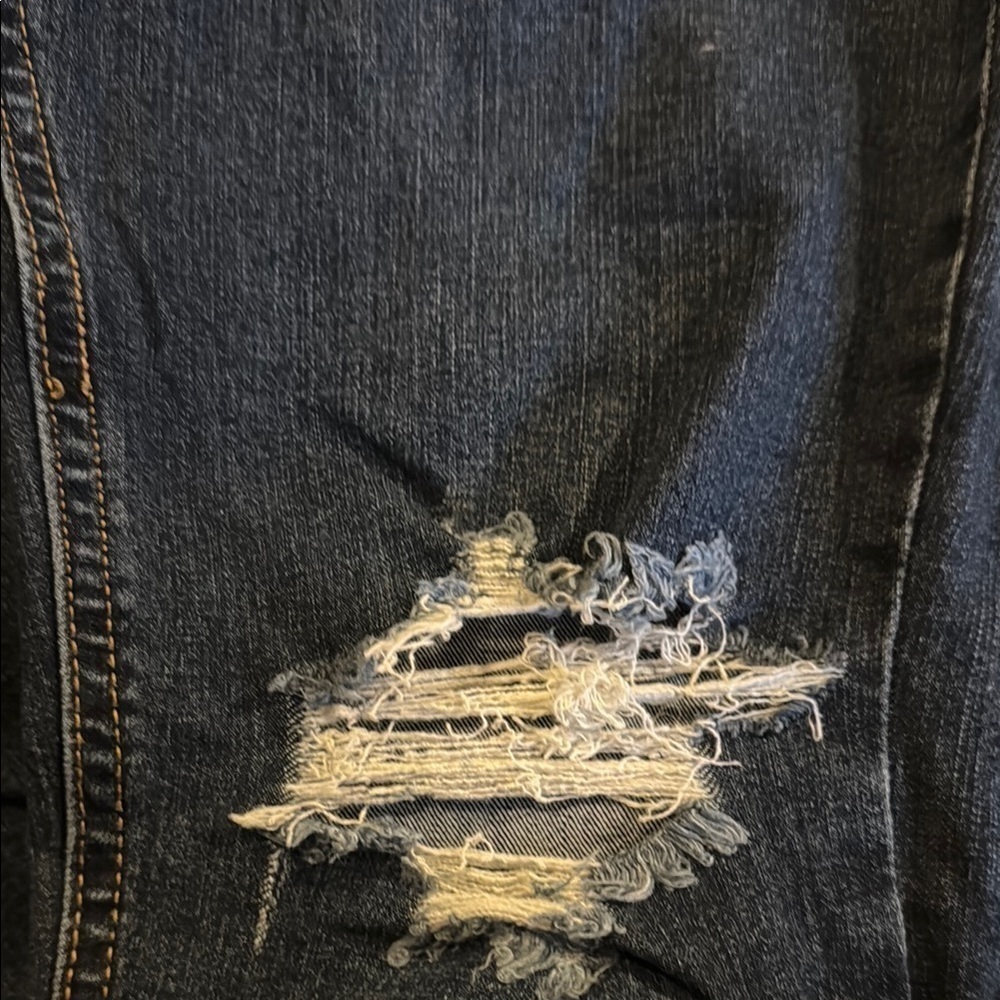 Women's Distressed Blue Jeans - Picture 3 of 10